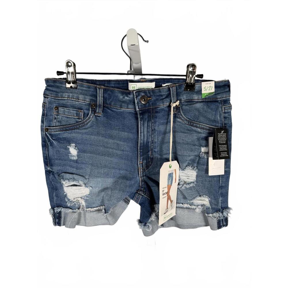 NWT REgeneration Blue Denim Mid-Rise Distressed Shorts 5/27